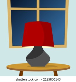 table lamp in flat cartoon style Vector illustration.
