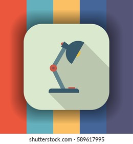 table lamp flat icon with long shadow, vector illustration