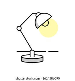 Table lamp flat icon. Outline thin line flat illustration. Isolated on white background. 