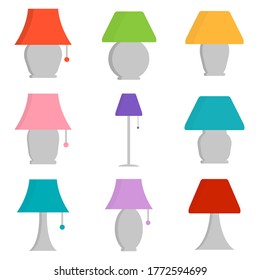 Table lamp flat, lampshade icon, vector illustration isolated on white background