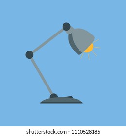 Table lamp in a flat style. Desk lamp icon. Fully editable vector image