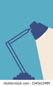 Table lamp flat style icon on blue background. Vector illustration.