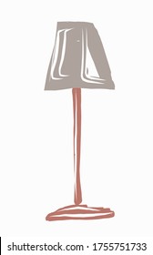 Table lamp. Floor lamp. Chandelier. Vector picture drawn by hand from a set about home life and comfort. There are many household items and furniture. Doodle style. Set of isolated drawings.