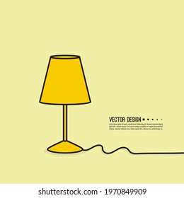 Table lamp. Floor lamp with electric wire. Vector illustration torchere.