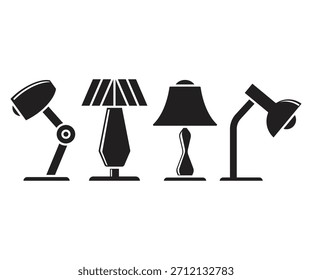Conjunto de iconos de lámpara de mesa y lámpara de pie Vector de ilustración