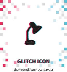 Table lamp  glitch effect vector icon. Lighting illustration.
