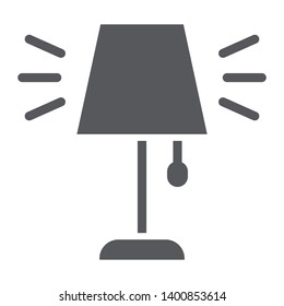 Table lamp glyph icon, appliance and furniture, light sign, vector graphics, a solid pattern on a white background, eps 10.