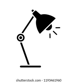 Table lamp glyph icon. Desk lamp. Silhouette symbol. Negative space. Vector isolated illustration