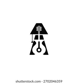 Lámpara de mesa y concepto de diseño de logotipo de guitarra.