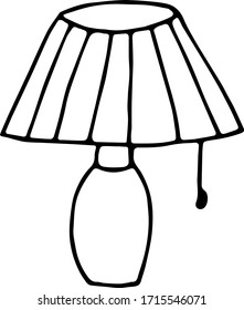 table lamp hand drawn in doodle style. single element vector scandinavian hygge monochrome minimalism simple. light, lighting, cozy home, interior. design icon, card, sticker poster
