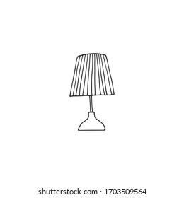 Table lamp hand drawn icon. Vector sketch black and white illustration. House related. A positive way of living and working or studying from home.
