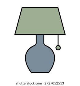 Icono de la decoración casera de la lámpara de mesa que ilustra la iluminación interior, conveniente para los dormitorios, las salas de estar, el uso de la noche, y el ambiente caliente del hogar.