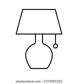 Table lamp home decor line icon representing indoor lighting, warm atmosphere, bedside illumination, and decorative home accessories.