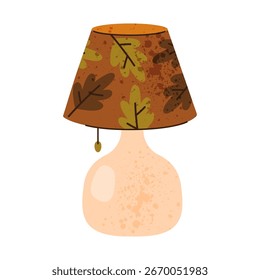 Ícone de lâmpada de mesa com lâmpada de outono. Móveis leves de vetor para casa, decoração de casa. Retro ou vintage item para leitura. Desktop vintage ornamento interior, elemento interior. Iluminação, iluminação.