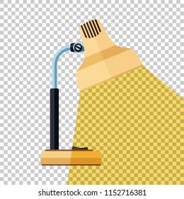 Table lamp icon with beam of light in flat style with long shadow on transparent background