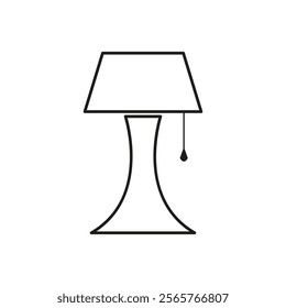 Table lamp icon. Black line symbol. Home lighting graphic. Minimal vector element.