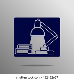 table lamp icon blue on a gray background