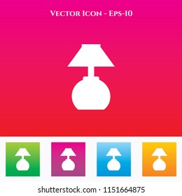 Table Lamp Icon in Colored Square box. eps-10