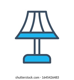Icono de la lámpara de tabla diseñado con estilo de contorno relleno