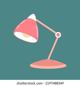 Table lamp icon for desk, bedroom and hallway. Home and office lighting. Interior design elements. Flat vector cartoon illustration, clipart.