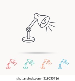 Table lamp icon. Desk light sign. Linear icons on white background. Vector