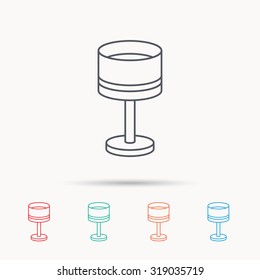 Table lamp icon. Desk light sign. Linear icons on white background. Vector