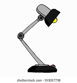 Table lamp icon, flat design style. Doodle table lamp. Vector illustration of retro table lamp. Hand drawn old reading lamp.