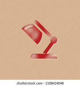 Table lamp icon in halftone style. Grunge background vector illustration.