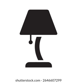 Ícone de lâmpada de mesa para decoração de interiores de casa representando um pedaço de mobiliário para luz e uma atmosfera acolhedora em um quarto ou sala de estar vetor ícone de glifo sólido