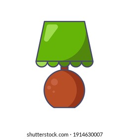 Table lamp icon for home and office. Line art. Vector stock illustration
