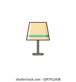 Table lamp icon isolated on white background. Vector. Electric staff. Vintage old house equipment 1960s - 1970s. Linear retro illustration in line art flat design.