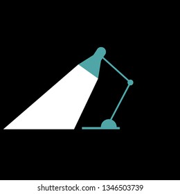 Table lamp icon isolated on black background. Table office lamp. Vector Illustration