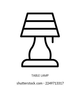 table lamp icon. Line Art Style Design Isolated On White Background