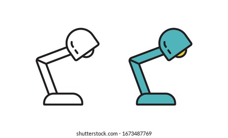 Icono de lámpara de mesa. Pictograma lineal. Diseño plano de ilustración de vector.