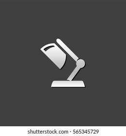 Table lamp icon in metallic grey color style. Electric light adjustable