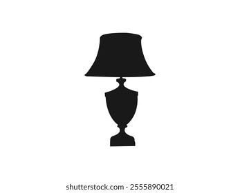 Table lamp icon. Modern black home lamp with silhouette. including modern and antique styles and a desk lamp. innovation or energy concepts. vector icon design isolated on white background.