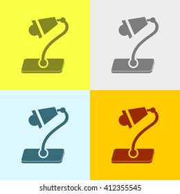 Table Lamp Icon on Four Different Backgrounds. Eps-10.