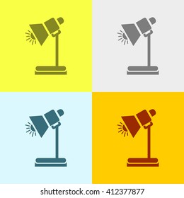 Table Lamp Icon on Four Different Backgrounds. Eps-10.