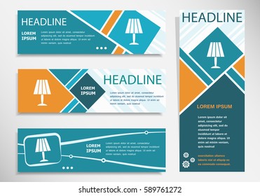 Table lamp icon  on horizontal and vertical banner. Modern banner design template.