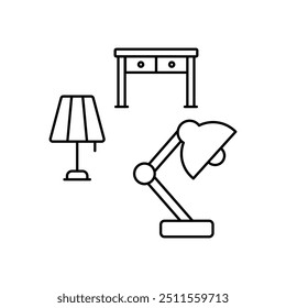 Ícone de Lâmpada de Tabela pronto para usar ilustração de vetor