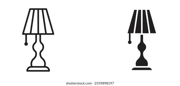 Table lamp Icon set in black color for ui designs