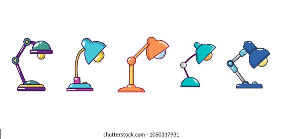 Table lamp icon set. Cartoon set of table lamp vector icons for web design isolated on white background