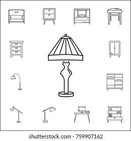 Table Lamp Icon. Set of household accessories icons. Signs, outline furniture collection, simple thin line icons for websites, web design, mobile app, info graphics on white background