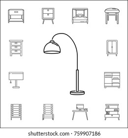 Table Lamp Icon. Set of household accessories icons. Signs, outline furniture collection, simple thin line icons for websites, web design, mobile app, info graphics on white background