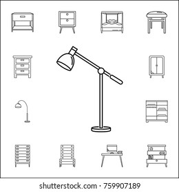 Table Lamp Icon. Set of household accessories icons. Signs, outline furniture collection, simple thin line icons for websites, web design, mobile app, info graphics on white background