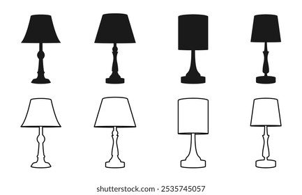 table lamp icon set vector illustration isolated on white background.