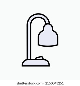Table Lamp Icon. Stationery Element Symbol in Line Art Style - Vector