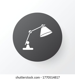 Símbolo de icono de la lámpara de mesa. Pieza luminosa de escritorio aislado de primera calidad en un estilo moderno.