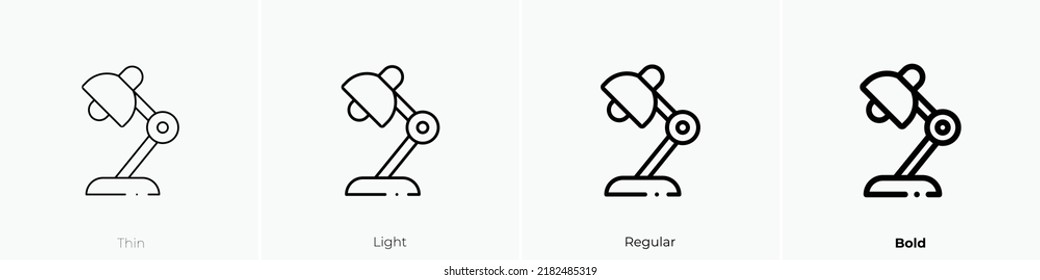 table lamp icon. Thin, Light Regular And Bold style design isolated on white background