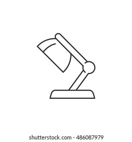 Table lamp icon in thin outline style. Electric light adjustable spotlight study science
